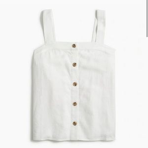 J Crew Button Front Linen Blend Tank